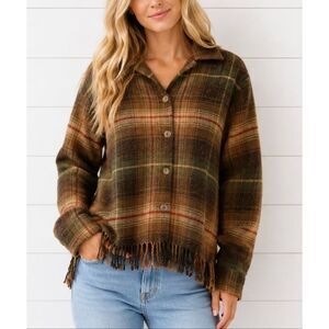 Norton Studios Vintage Wool fringe crop button down size 4 petite